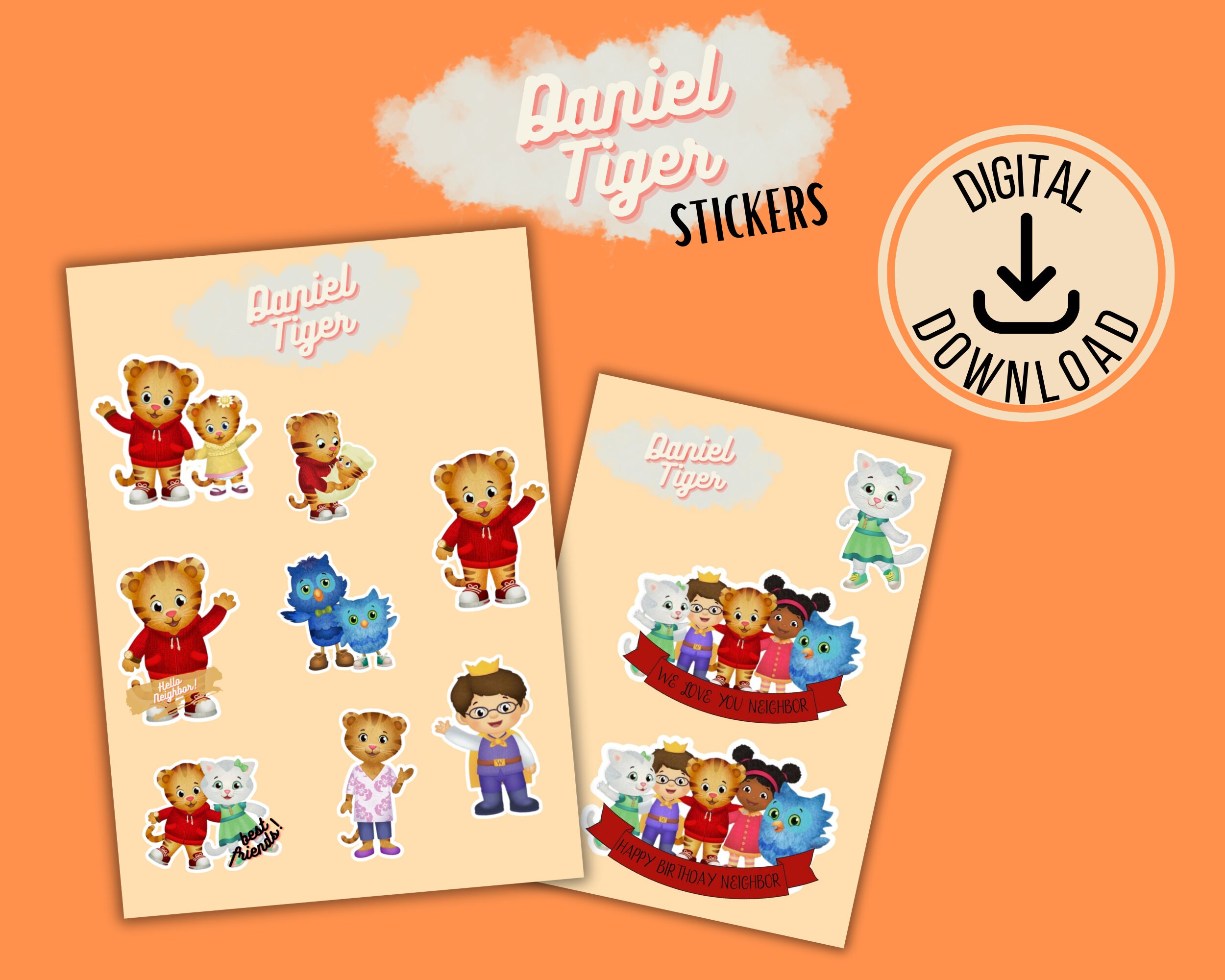 Daniel Tiger Printable Stickers for Kids Stickers Custom Stickers ...