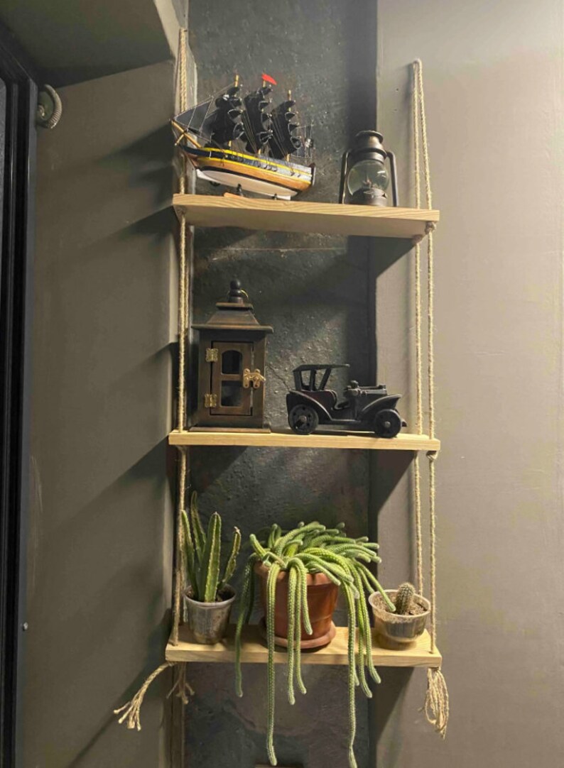 Wooden Floating Shelf Circle Wood Shelf Wall Art Decor Etsy