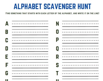 Alphabet Scavenger Hunt Digital Download Printable File