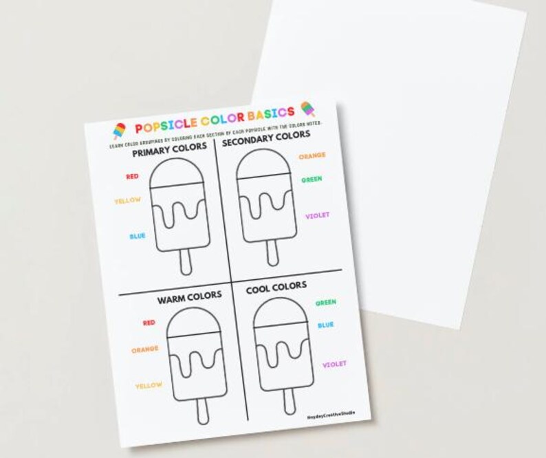 Popsicle Color Code Popsicle Color Basics Digital Download Printable File - Etsy