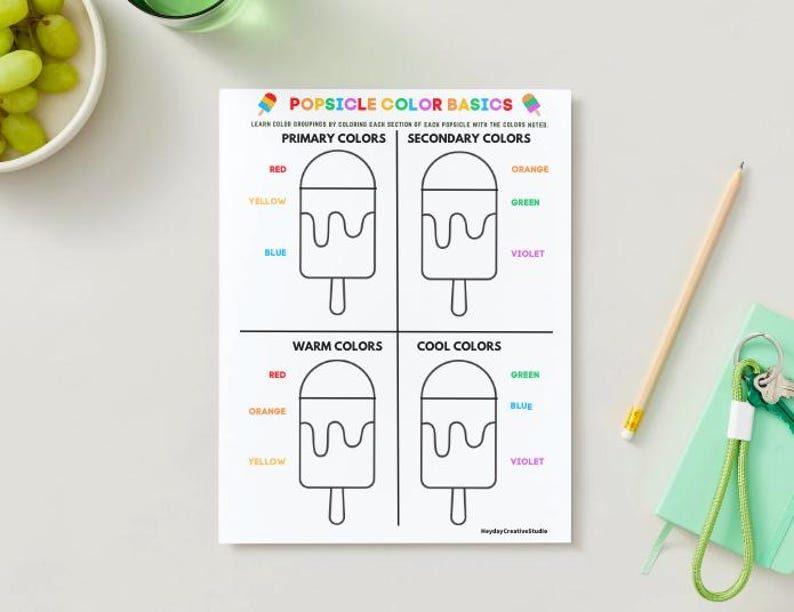 Popsicle Color Code Popsicle Color Basics Digital Download Printable File - Etsy
