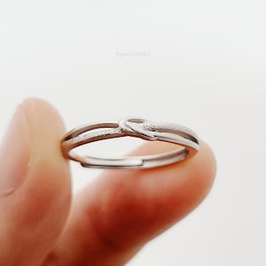Sterling Silver Love Knot Ring: Adjustable Minimalist Band