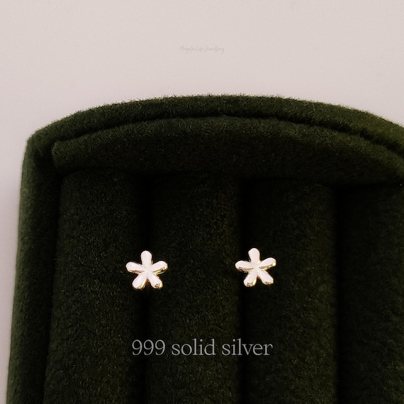 Tiny Forget-Me-Not Stud Earrings (4mm): S999 Pure Silver Flower, Delicate, Nature Inspired *S65*
