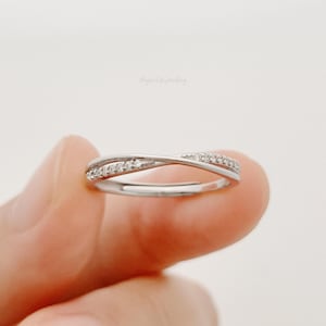 Skinny CZ Cross Ring in Sterling Silver, Adjustable Ring, X Ring, Minimalist and Geometric Ring