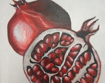 Granatapfel. Atemberaubendes Kunstwerk, das die lebendigen Farben und komplizierten Details dieser köstlichen Frucht einfängt.