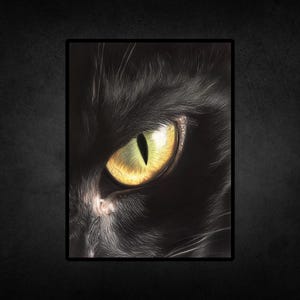 Cat&#39;s Eye Art Print - Horror Art - 5x7 Print - 8x10 Print - Gifts for Horror Lover - Cat Lover Art Print - Black Cat Wall Decor