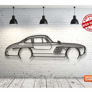 300 SL Metal Car Wall art Decor vector file for laser cutting , plasma cutting ( svg , dxf , dwg , cdr ) Metalic & Wood CNC machine!