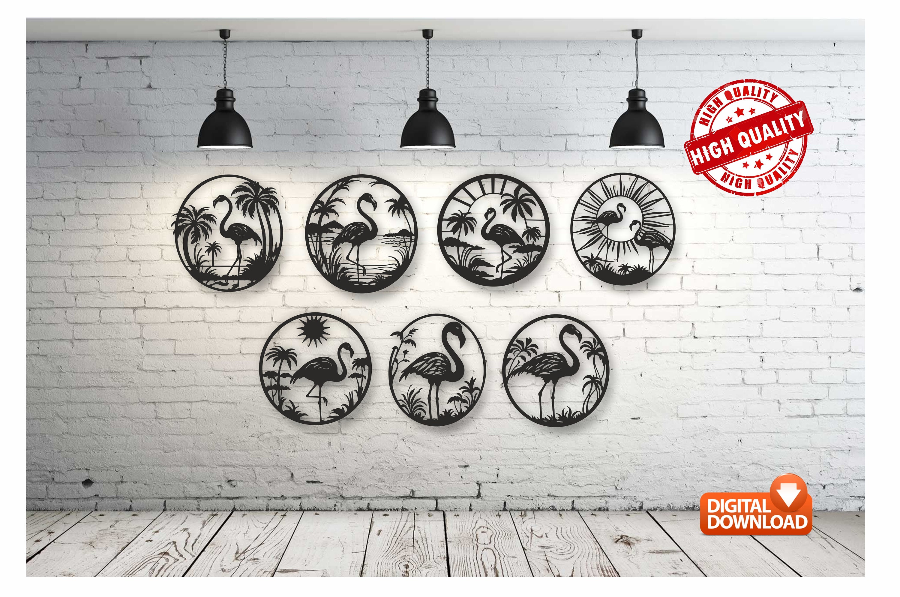 Flamingo Wall Art Decor Vector File for Laser Cutting , Plasma Cutting ...