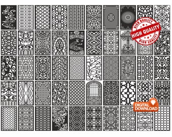 May include: A collection of 48 black and white laser cut screen designs. The designs are intricate and detailed, and would be perfect for use in a variety of projects, such as home decor, furniture, and crafts.