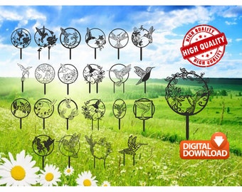 Hummingbird Garden Stakes Laser Cut Vector File (Digital Download)