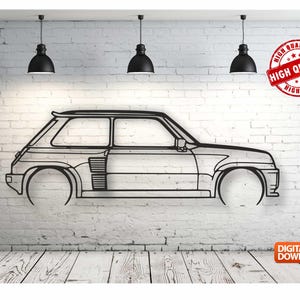 turbo2 1983 Metal Car Wall art Decor vector file for laser cutting , plasma cutting ( svg , dxf , dwg , cdr ) Metalic & Wood CNC machine!