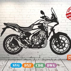 Motorcykel laserskuren fil SVG, DXF, Cdr, Dwg Anpassad motorcykelväggkonst, motorcykelgarage CNC Honda Nx 500