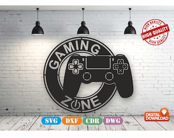 Gaming Zone Wall Art: Laser Cut CNC Vector File (Digital Download)