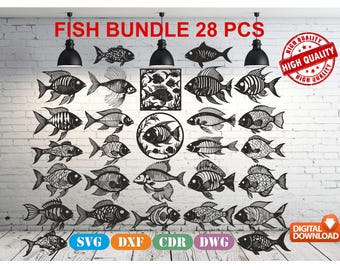 Fish Wall Art Decor vector file for laser cutting , plasma cutting ( dxf , svg , cdr , dwg ) Metalic & Wood CNC machine!