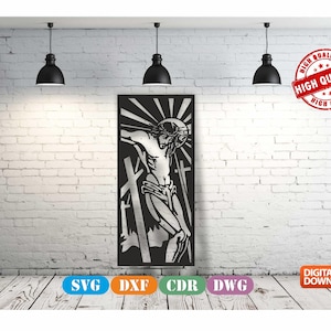 Jesus Wall art  Decor vector file for laser cutting , plasma cutting ( dxf , dwg , cdr , svg )Metalic & Wood CNC machine!