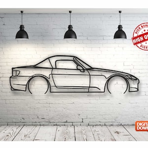 S2000 Metal Car Wall art Decor vector file for laser cutting , plasma cutting ( svg , dxf , dwg , cdr ) Metalic & Wood CNC machine!