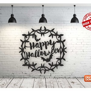 Happy Halloween Wall art Decor vector file for laser cutting , plasma cutting ( dxf , dwg , cdr , svg ) Metalic & Wood CNC machine