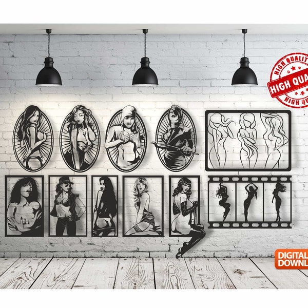 Sexy Woman Bundle Wall art Decor vector drawing file for laser cutting , plasma cutting( dxf , dwg , cdr , svg )Metalic & Wood CNC machine!