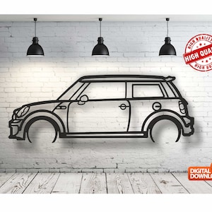 Archivo vectorial de decoración de pared de coche de metal Cooper para corte por láser, corte por plasma (svg, dxf, dwg, cdr) ¡Máquina CNC de metal y madera!