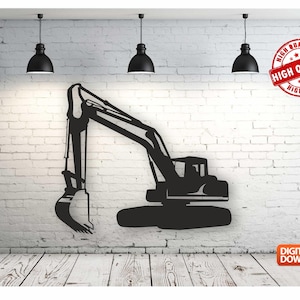 Metal Excavator Wall art Decor vector file for laser cutting , plasma cutting ( svg , dxf , dwg , cdr ) Metalic & Wood CNC machine!