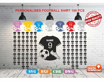 Personalised Football Shirt Wall Art Decor vector file for laser cutting , plasma cutting ( dxf , dwg ) Metalic & Wood CNC machine