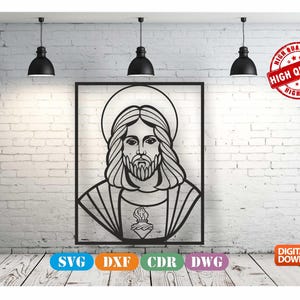 Jesus Wall art Decor vector file for laser cutting , plasma cutting ( dxf , dwg , cdr , svg )Metalic & Wood CNC machine!
