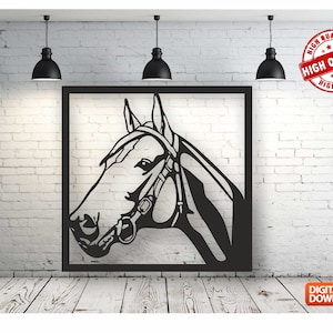 Horse High Quality  Wall art  Decor vector file for laser cutting , plasma cutting ( dxf , dwg , cdr , svg )Metalic & Wood CNC machine!