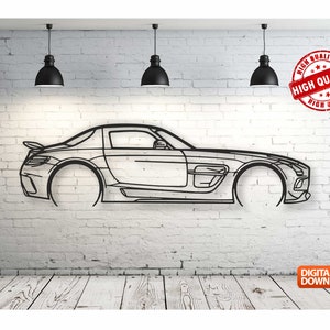 SLS AMG Metal Car Wall art Decor vector file for laser cutting , plasma cutting ( svg , dxf , dwg , cdr ) Metalic & Wood CNC machine!