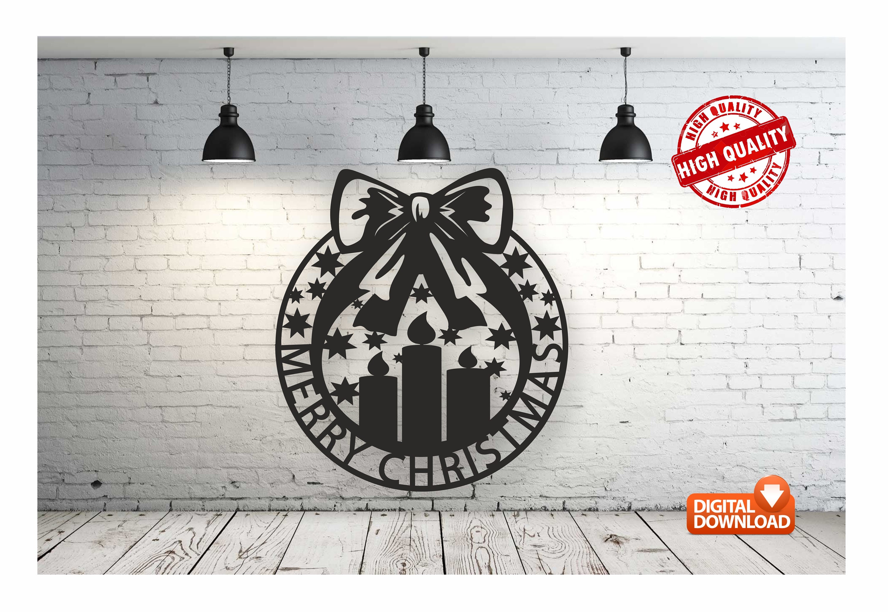 Merry Christmas Wall Decor Vector Drawing File for Laser Cutting ...