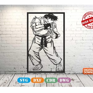 Ryu Wall Art, file CNC tagliato al laser (download digitale)