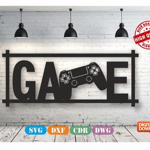 Game Wall art Decor vector drawing file for laser cutting , plasma cutting ( dxf , dwg , cdr , svg ) Metalic & Wood CNC machine