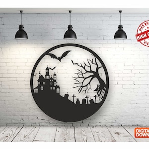 Halloween Wall art Decor vector file for laser cutting , plasma cutting ( dxf , dwg , cdr , svg ) Metalic & Wood CNC machine