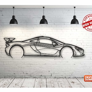 P1 Sports Metal Car Wall art Decor vector file for laser cutting , plasma cutting ( svg , dxf , dwg , cdr ) Metalic & Wood CNC machine!