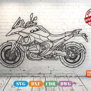Motorcykel laserskuren fil SVG, DXF, CDR, DWG anpassad motorcykelväggkonst, motorcykelgarage CNC BMW R1300 GS