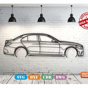 C43 AMG Metal Car Wall art Decor vector file for laser cutting , plasma cutting ( svg , dxf , dwg , cdr ) Metalic & Wood CNC machine!