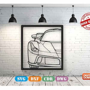 La Ferrar Metal Car Wall art Decor vector file for laser cutting , plasma cutting ( svg , dxf , dwg , cdr ) Metalic & Wood CNC machine!