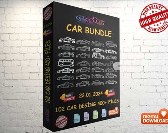 Auto Bundle für Wand Kunst Dekor Vektordatei für Laserschneiden, Plasmenschneiden (svg, dxf, dwg, cdr) 102 Auto, 400+ Dateien