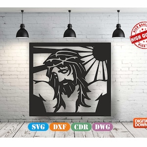Jesus Wall art  Decor vector file for laser cutting , plasma cutting ( dxf , dwg , cdr , svg )Metalic & Wood CNC machine!