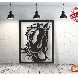 Horse High Quality  Wall art  Decor vector file for laser cutting , plasma cutting ( dxf , dwg , cdr , svg )Metalic & Wood CNC machine!