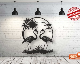Flamingo Wall Art Decor: Laser Cut CNC Vector File (Digital Download)