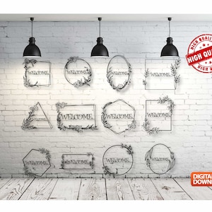 Welcome Sign Laser Cut Files: Floral Wall Art (Digital Download)