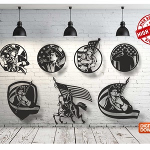 American Soldier Wall Decor Bundle vector drawing file for laser cutting , plasma cutting( dxf , dwg , cdr , svg ) 7 pieces