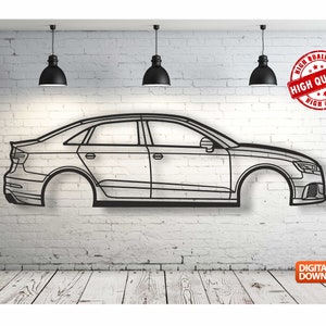 RS3 Metal Car Wall art Decor vector file for laser cutting , plasma cutting ( svg , dxf , dwg , cdr ) Metalic & Wood CNC machine!