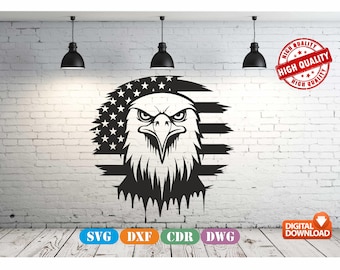 American Eagle Flag svg, Patriotic Eagle, USA (dxf, cdr, dwg - Digital Download)