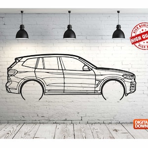 X3 Metal Car Wall art Decor vector file for laser cutting , plasma cutting ( svg , dxf , dwg , cdr ) Metalic & Wood CNC machine!