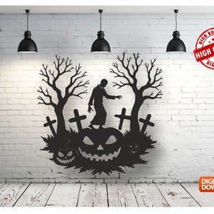 Happy Halloween Wall art Decor vector file for laser cutting , plasma cutting ( dxf , dwg , cdr , svg ) Metalic & Wood CNC machine