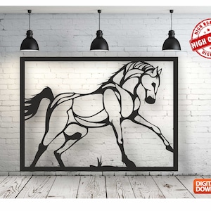 Horse High Quality  Wall art  Decor vector file for laser cutting , plasma cutting ( dxf , dwg , cdr , svg )Metalic & Wood CNC machine!