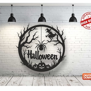 Happy Halloween Wall art Decor vector file for laser cutting , plasma cutting ( dxf , dwg , cdr , svg ) Metalic & Wood CNC machine