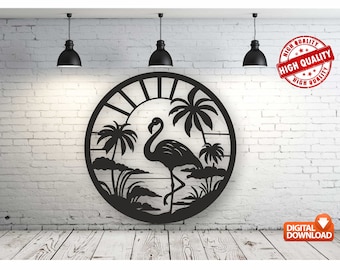 Flamingo Wall Art Decor: Laser Cut CNC File (Digital Download)