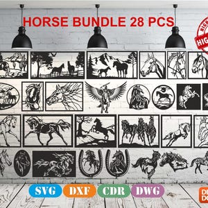 Horse Bundle High Quality Wall art  Decor vector drawing file for laser cutting , plasma cutting  ( dxf , dwg , cdr , svg )